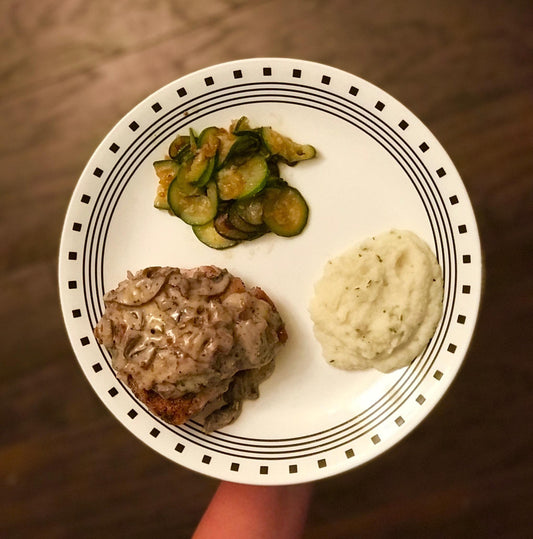 Chicken Thighs with Creamy Bacon Mushroom Thyme Sauce